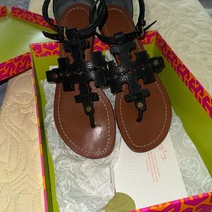 Tory Burch Black and Brown Women's Sandals